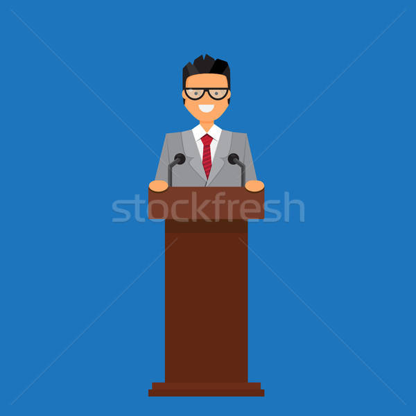 Professor or businessman on tribune. Stock photo © barsrsind