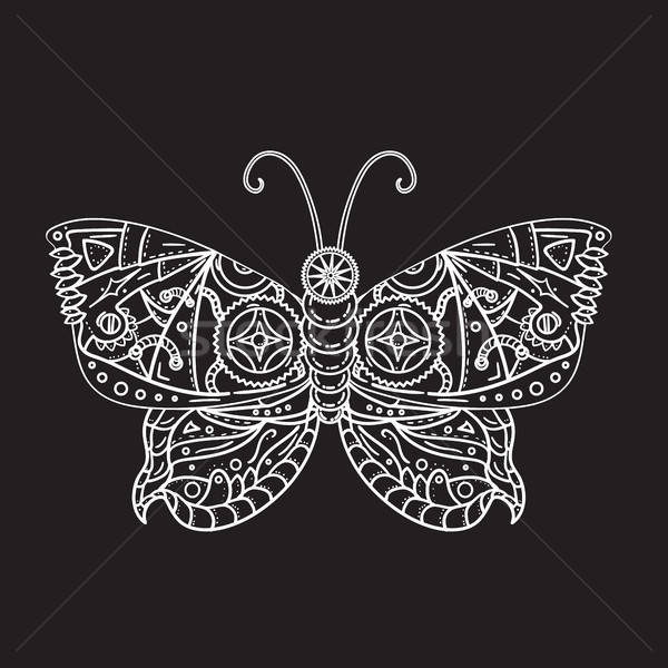 Steampunk mariposa tatuaje fantástico estilo etiqueta Foto stock © barsrsind