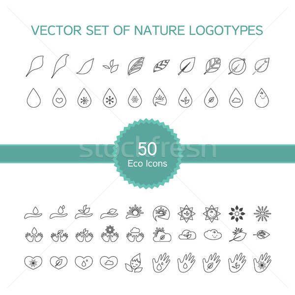 Vector set of 50 ecology icons Stock photo © barsrsind