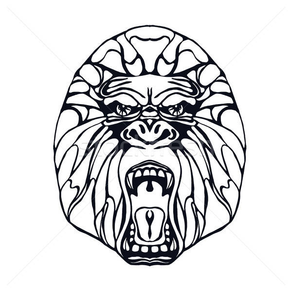 Growling gorilla tattoo Stock photo © barsrsind