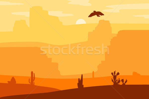 Oeste paisaje retro caballo desierto Foto stock © barsrsind