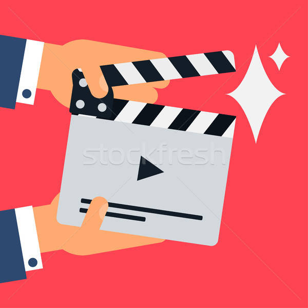 Flat movie clapperboard Stock photo © barsrsind