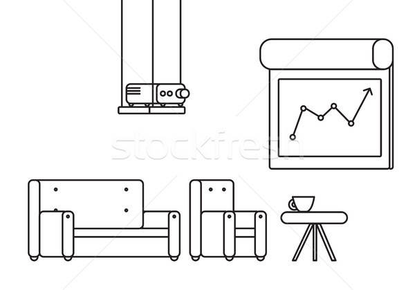Presentatie kamer projector comfortabel kantoorwerk boord Stockfoto © barsrsind