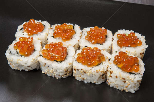 Sushi maki toczyć czarny naczyń Zdjęcia stock © bartekwardziak