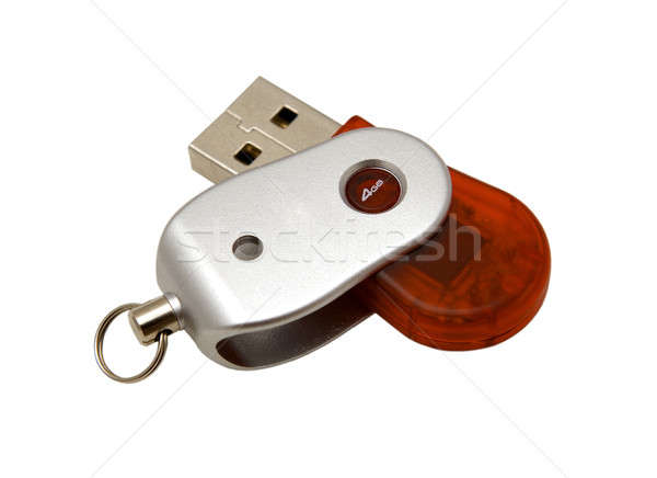 Usb kırmızı gümüş yalıtılmış beyaz kalem Stok fotoğraf © bartekwardziak