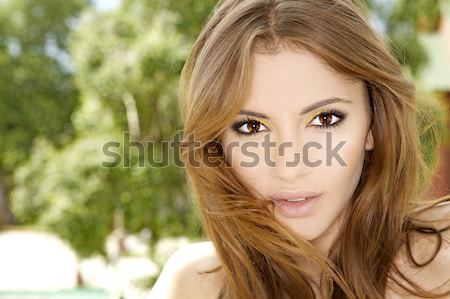 Gyönyörű felnőtt érzékiség nő portré nő haj Stock fotó © bartekwardziak