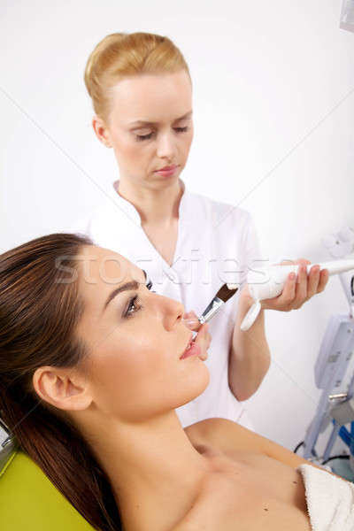 Fiatal nő szépség bőr maszk kezelés arc Stock fotó © bartekwardziak