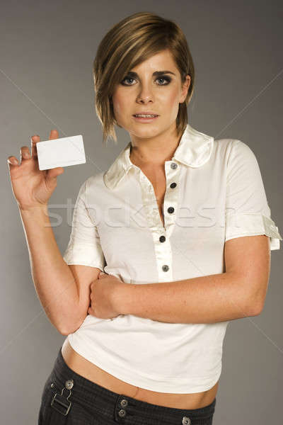 Stock photo: woman with card