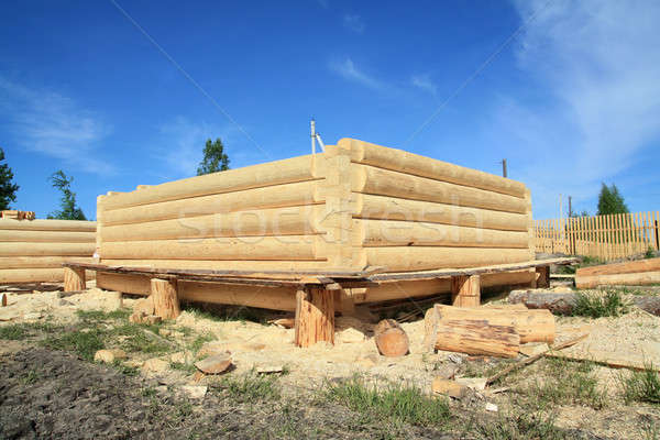 construction of the new wooden building Stock photo © basel101658