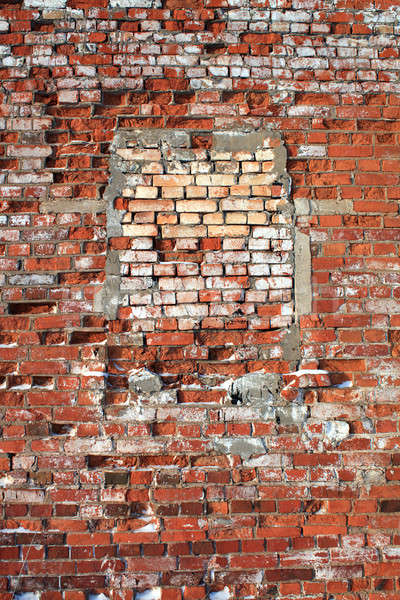 Foto stock: Envelhecimento · parede · de · tijolos · construção · parede · pintar · preto
