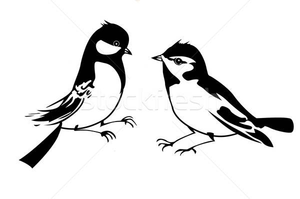 vector silhouette of the small bird on white background Stock photo © basel101658