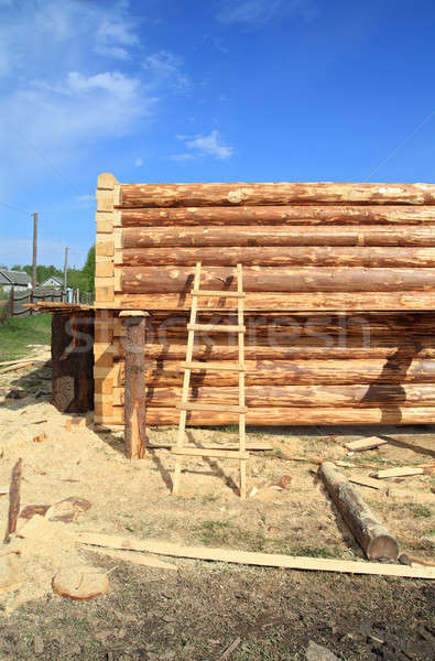 construction of the new wooden building Stock photo © basel101658