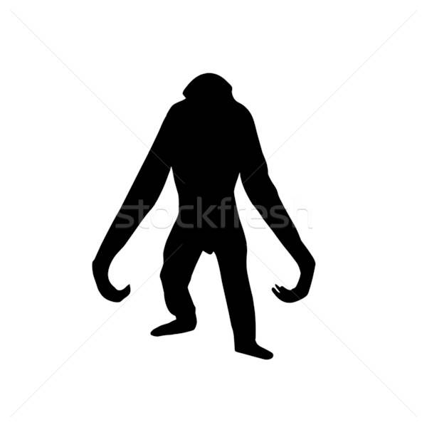 Vektor Zeichnung Silhouette Gorilla weiß Natur Stock foto © basel101658