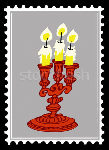 Vieux chandelier timbres vecteur feu design [[stock_photo]] © basel101658