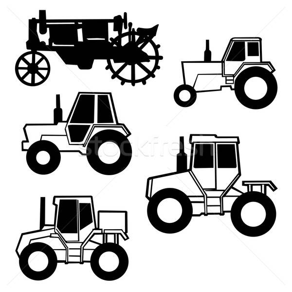 Stock photo: vector tractor set on white background