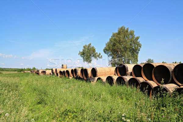 öreg benzin csövek fű absztrakt keret Stock fotó © basel101658