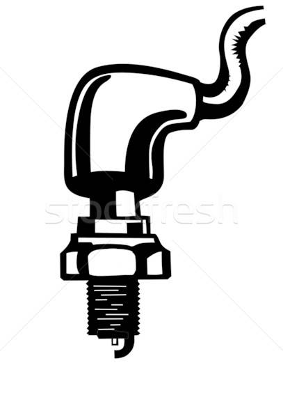 vector silhouette spark plug on white background Stock photo © basel101658