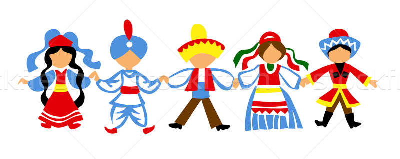 vector silhouette dancing children on white background Stock photo © basel101658