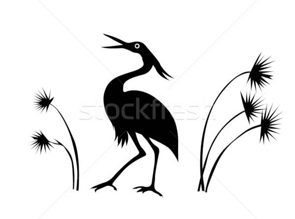 vector silhouette crane on white background Stock photo © basel101658