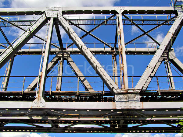 Stock photo: railway bridge on background blue sky   