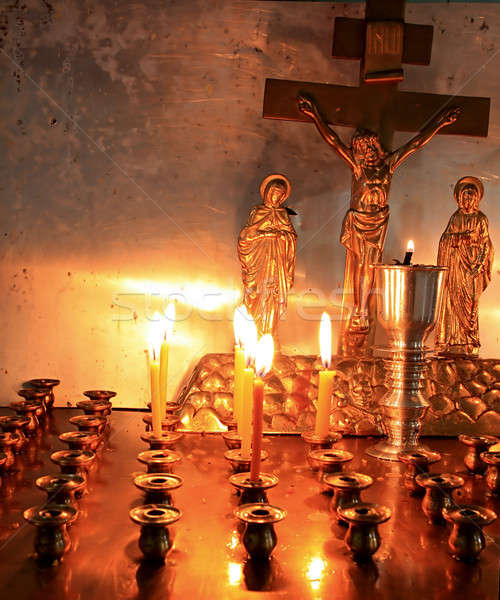 Mumlar ortodoks kilise sevmek ışık turuncu Stok fotoğraf © basel101658