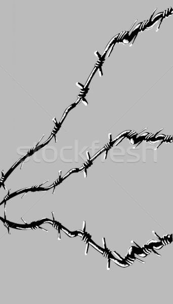 вектора рисунок колючую проволоку серый кадр войны Сток-фото © basel101658