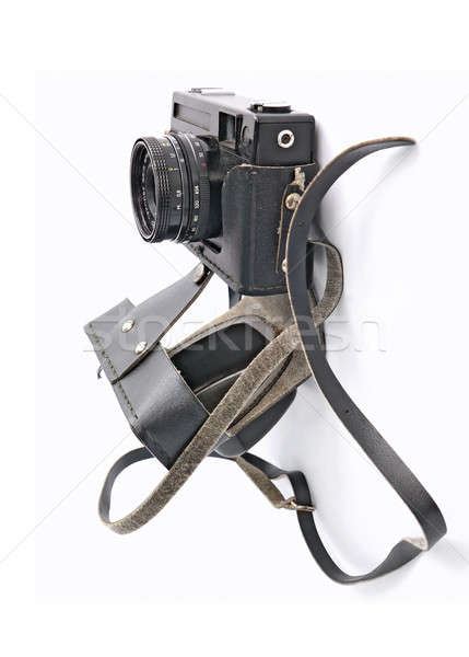 Retro kamery biały tle czarny studio Zdjęcia stock © basel101658