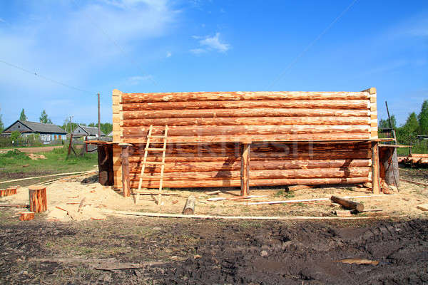Stock photo: construction of the new wooden building