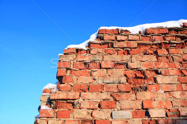 Backsteinmauer Bau Wand malen Winter schwarz Stock foto © basel101658