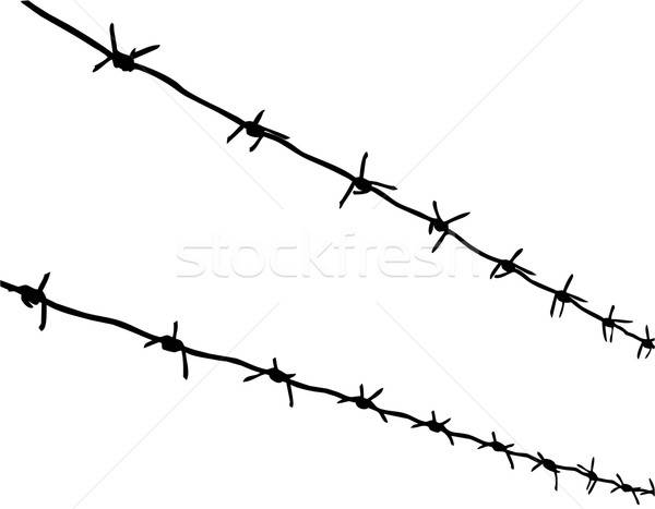 vector silhouette of the barbed wire on white background Stock photo © basel101658