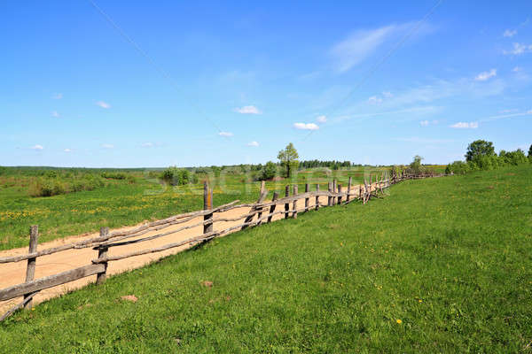 öreg kerítés út fű nyár mező Stock fotó © basel101658