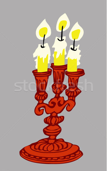 Stock foto: Vektor · Zeichnung · Kerze · grau · Feuer · Hintergrund