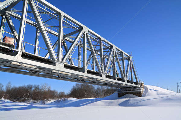 railway bridge through freeze river Stock photo © basel101658
