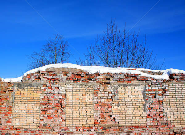Fal öreg elpusztított épület ház építkezés Stock fotó © basel101658