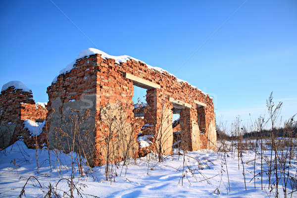 Elpusztított tégla építkezés ház épület fal Stock fotó © basel101658