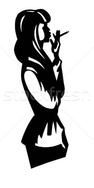 вектора рисунок портрет девушки сигарету бизнеса Сток-фото © basel101658