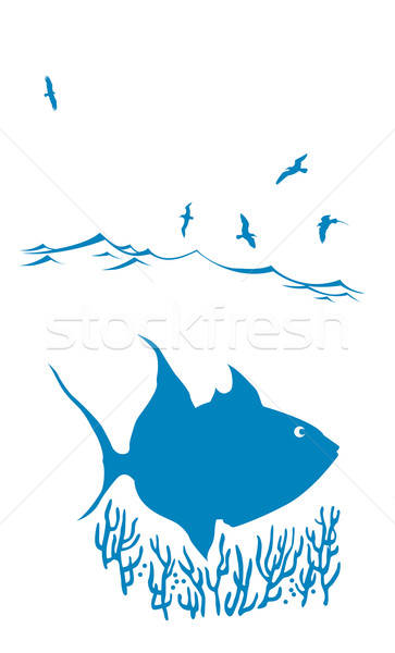 vector silhouette of sea fish on white background Stock photo © basel101658