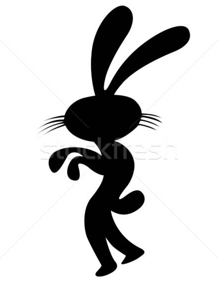 vector silhouette chicken-hearted hare on white background Stock photo © basel101658