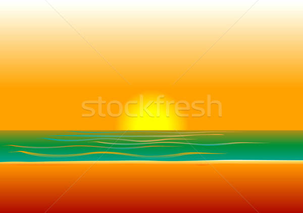 Strand vrouw Rood zwempak zee goud Stockfoto © BasheeraDesigns