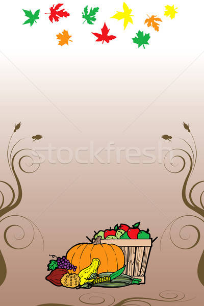 Danksagung Obst Gemüse Karte fallen Herbstlaub Stock foto © BasheeraDesigns