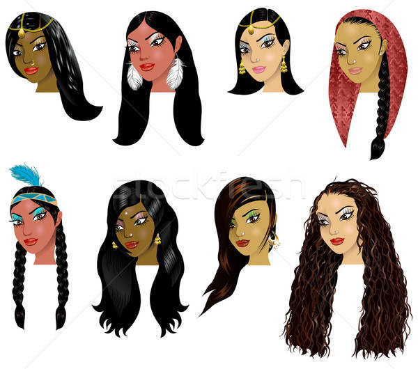 Indian arab Ureinwohner Frauen Gesichter Stock foto © BasheeraDesigns