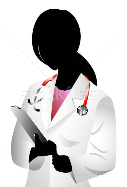 Arzt Silhouette Vektor weiß Frau sehen Stock foto © BasheeraDesigns