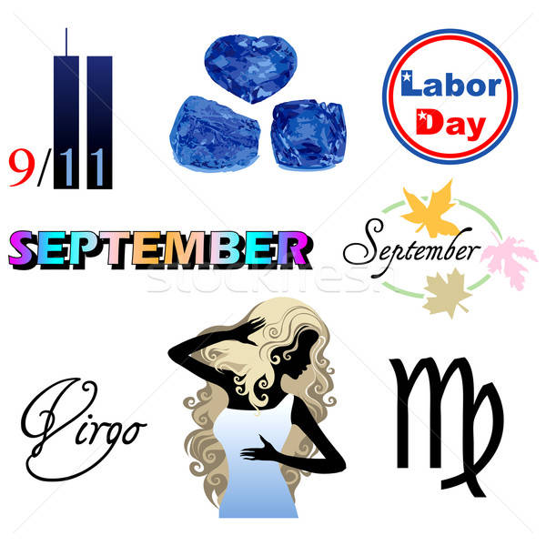 Icoane opt concediu zodiac simboluri femeie Imagine de stoc © BasheeraDesigns