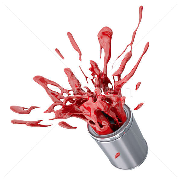 Piros festék csobbanás ki konzerv 3d render Stock fotó © bayberry