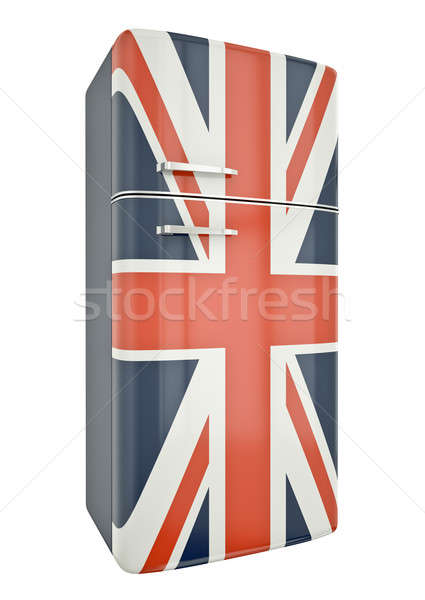 Buzdolabı İngiliz bayrağı 3d render mavi Retro nesne Stok fotoğraf © bayberry