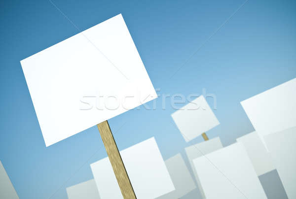 Protesto afişler mavi gökyüzü 3d render gökyüzü soyut Stok fotoğraf © bayberry