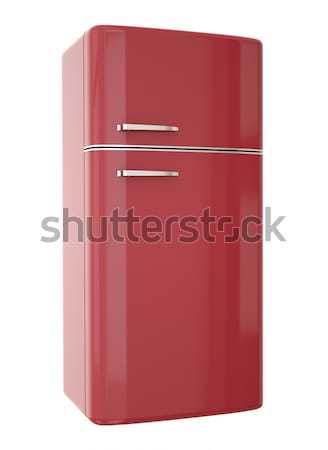 Stock photo: Red fridge

