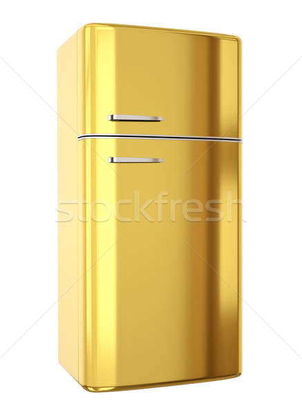 Stock photo: Gold fridge
