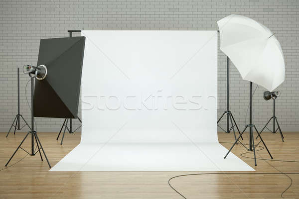 Foto Studio leer Innenraum weiß Beleuchtungsanlagen Stock foto © bayberry