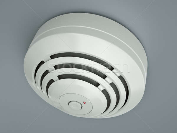 Rook detector bevestigd plafond 3d render witte Stockfoto © bayberry